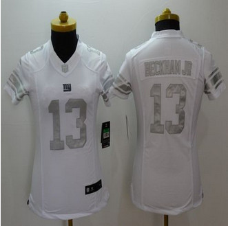 Women New New York Giants #13 Odell Beckham Jr Royal White Stitched NFL Limited Platinum Jersey Women New New York Giants #13 Odell Beckham Jr Royal White Stitched NFL Limited Platinum Jersey