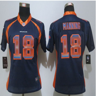 Women New Nike Denver Broncos #18 Peyton Manning Navy Blue Strobe Elite Jersey Women New Nike Denver Broncos #18 Peyton Manning Navy Blue Strobe Elite Jersey