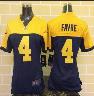 Women New Packers #4 Brett Favre Navy Blue Alternate Stitched NFL New Elite Jersey