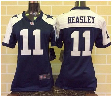 Women Nike Cowboys #11 Cole Beasley Navy Blue Thanksgiving Throwback Stitched NFL Elite Jersey