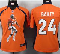 Women Nike Denver Broncos 24 Bailey Orange Portrait Fashion Game Jerseys