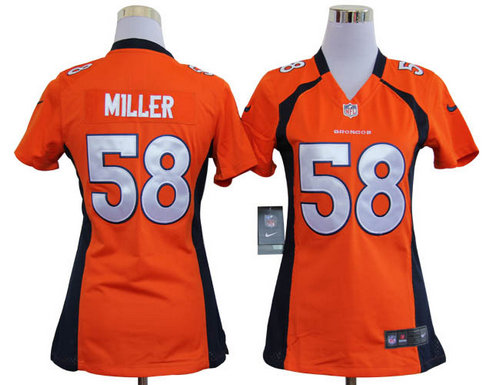 Women Nike Denver Broncos 58 Miller Orange Nike NFL Jerseys