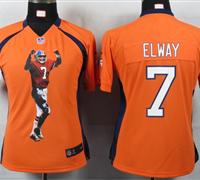 Women Nike Denver Broncos 7 Elway Orange Portrait Fashion Game Jerseys