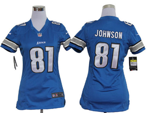 Women Nike Detroit Lions 81 Calvin Johnson Game Blue Jersey Women Nike Detroit Lions 81 Calvin Johnson Game Blue Jersey