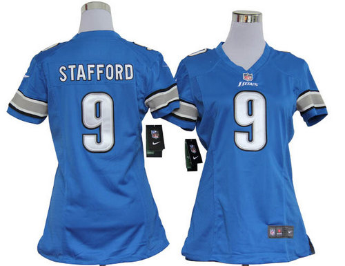 Women Nike Detroit Lions 9 Matthew Stafford Game Blue Jerseys