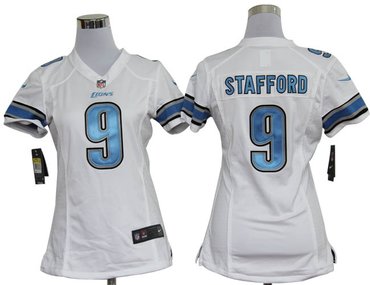 Women Nike Detroit Lions 9 Matthew Stafford Game White Jerseys