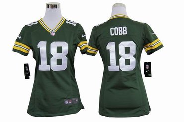 Women Nike Green Bay Packers 18 Randall Cobb Green Jerseys
