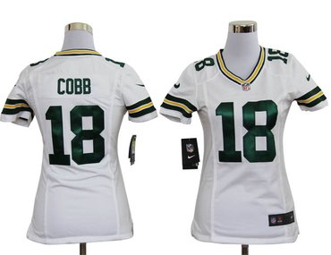 Women Nike Green Bay Packers 18 Randall Cobb White Jerseys