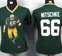 Women Nike Green Bay Packers 66 Nitschke Green Portrait Fashion Game Jerseys