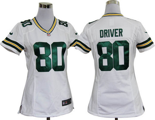 Women Nike Green Bay Packers 80 Donald Driver white Jerseys