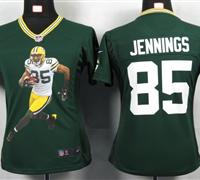 Women Nike Green Bay Packers 85 Jennings Green Portrait Fashion Game Jerseys