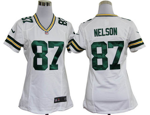 Women Nike Green Bay Packers 87 Jordy Nelson Game White Jerseys