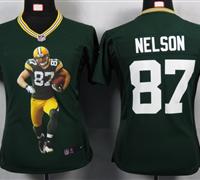 Women Nike Green Bay Packers 87 Nelson Green Portrait Fashion Game Jerseys