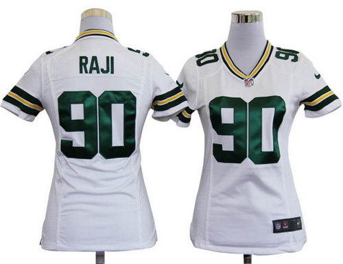 Women Nike Green Bay Packers 90 B.J. Raji White Jerseys