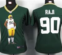 Women Nike Green Bay Packers 90 Raji Green Portrait Fashion Game Jerseys