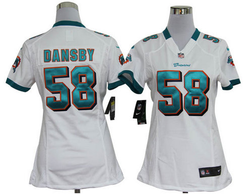 Women Nike Miami Dolphins 58 Karlos Dansby White Jerseys