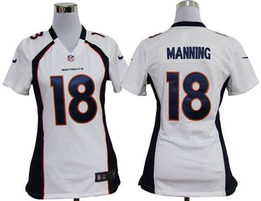 Women Nike NFL Denver Broncos 18 Peyton Manning White Game Jerseys