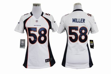 Women Nike NFL Denver Broncos 58 Von Miller White Jerseys