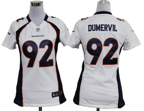 Women Nike NFL Denver Broncos 92 Elvis Dumervil White Jerseys