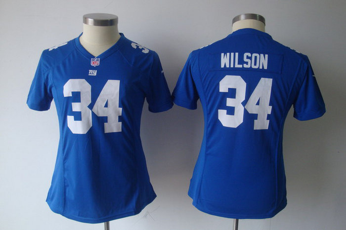 Women Nike NFL New York Giants 34 Wilson Game Blue Jersey