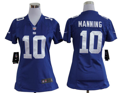 Women Nike New New York Giants #10 Eli Manning Blue Nike NFL Jerseys