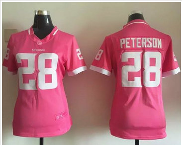 Women Nike Vikings #28 Adrian Peterson Pink Stitched NFL Elite Bubble Gum Jersey
