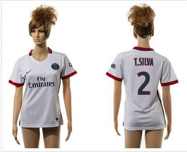 Women Paris Saint-Germain #2 T.Silva Away Soccer Club Jersey Women Paris Saint-Germain #2 T.Silva Away Soccer Club Jersey