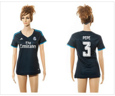 Women Real Madrid #3 Pepe Sec Away Soccer Club Jersey Women Real Madrid #3 Pepe Sec Away Soccer Club Jersey