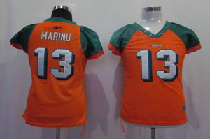 Women miami dolphins 13 marino orange color jersey