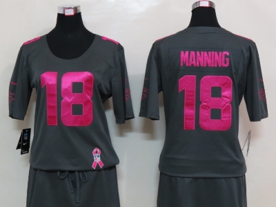 Womens NEW Denver Broncos 18 Manning Elite breast Cancer Awareness Dark grey Jersey