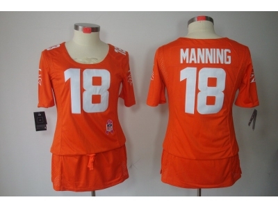 Womens NEW Denver Broncos 18 Manning Elite breast Cancer Awareness Orange Jerseys
