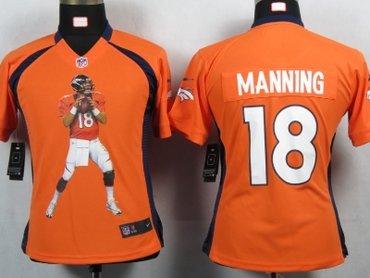 Womens NEW Denver Broncos 18 Manning Orange Portrait Fashion Game Jerseys Womens NEW Denver Broncos 18 Manning Orange Portrait Fashion Game Jerseys