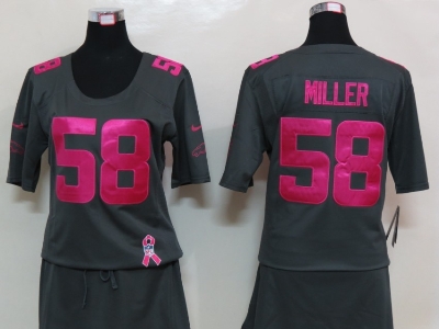 Womens NEW Denver Broncos 58 Milier Elite breast Cancer Awareness Dark grey Jersey