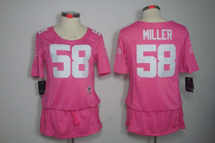 Womens NEW Denver Broncos 58 Milier Elite breast Cancer Awareness Pink Jerseys
