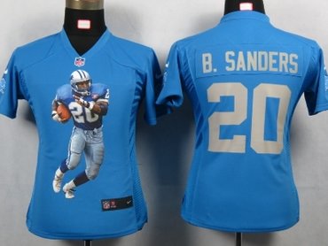 Womens NEW Detroit Lions 20 B.sanders Blue Portrait Fashion Game Jerseys Womens NEW Detroit Lions 20 B.sanders Blue Portrait Fashion Game Jerseys
