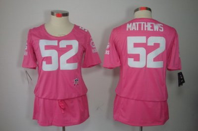 Womens NEW Green Bay Packers 52 Clay Matthews Elite breast Cancer Awareness Pink Jerseys