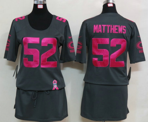 Womens NEW Green Bay Packers 52 Matthews Elite breast Cancer Awareness Dark grey Jerseys Womens NEW Green Bay Packers 52 Matthews Elite breast Cancer Awareness Dark grey Jerseys