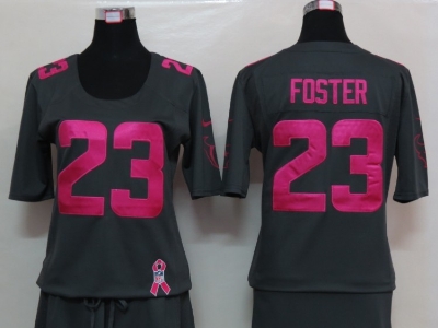 Womens NEW Houston Texans 23 Foster Elite breast Cancer Awareness Dark grey Jersey