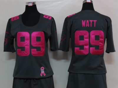 Womens NEW Houston Texans 99 Watt Elite breast Cancer Awareness Dark grey Jersey