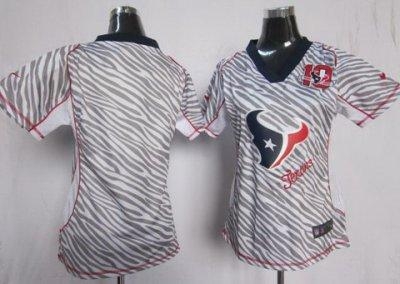 Womens NEW Houston Texans Blank FEM FAN Zebra NFL Jerseys W 80th Patch