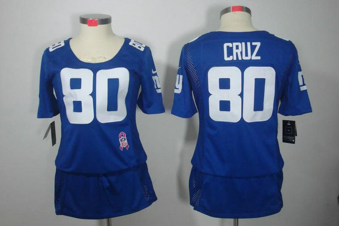 Womens NEW New York Giants 80 Victor Cruz breast Cancer Awareness Blue Jerseys Womens NEW New York Giants 80 Victor Cruz breast Cancer Awareness Blue Jerseys