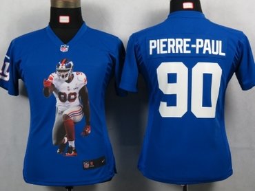 Womens NEW New York Giants 90 Pierre-paul Blue Portrait Fashion Game Jerseys Womens NEW New York Giants 90 Pierre-paul Blue Portrait Fashion Game Jerseys