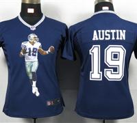 Womens Nike Dallas Cowboys 19 Austin Blue Portrait Fashion Game Jerseys