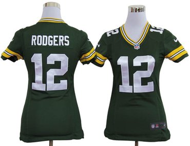 Womens Nike Green Bay Packers 12 Rodgers Green Nike NFL Jerseys