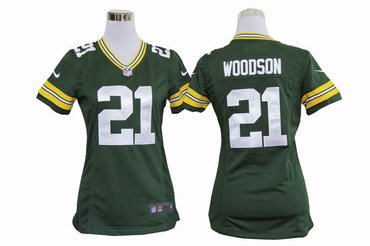 Womens Nike Green Bay Packers 21 Woodson Green Nike NFL Jerseys