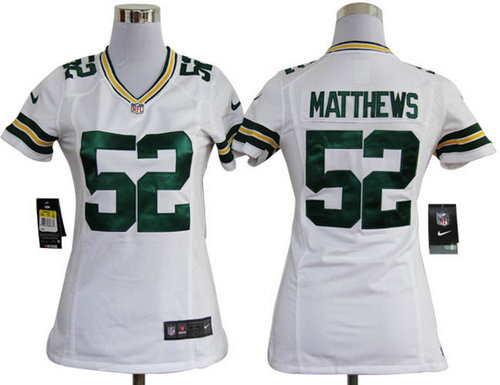 Womens Nike Green Bay Packers 52 Clav Matthews Game White Jerseys