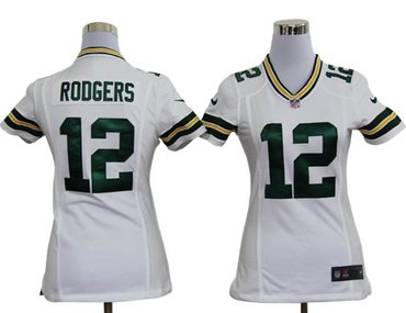 Womens Nike NFL Green Bay Packers 12 Aaron Rodgers White Jerseys