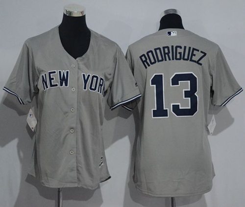 Yankees #13 Alex Rodriguez Grey Women's Road Stitched MLB Jersey Yankees #13 Alex Rodriguez Grey Women's Road Stitched MLB Jersey