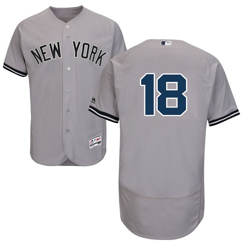 Yankees #18 Johnny Damon Grey Flexbase Authentic Collection Stitched MLB Jersey Yankees #18 Johnny Damon Grey Flexbase Authentic Collection Stitched MLB Jersey