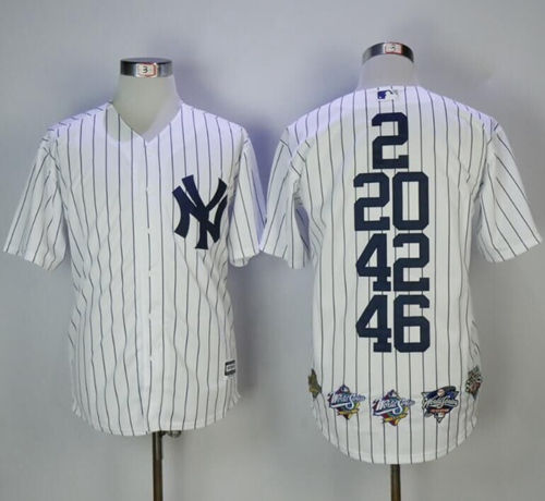Yankees #2 #20 #42 #46 White Strip World Series Champions Stitched Jersey Yankees #2 #20 #42 #46 White Strip World Series Champions Stitched Jersey